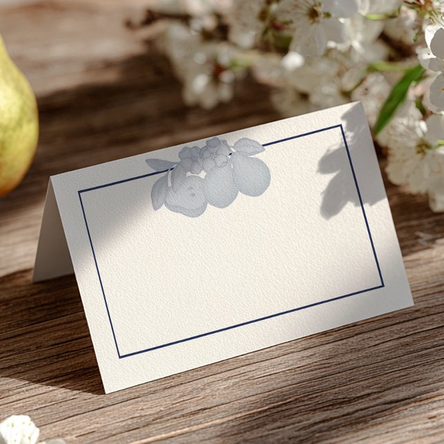 Carte de placement pliée en poire parfaite bleu po (Table Place Card)