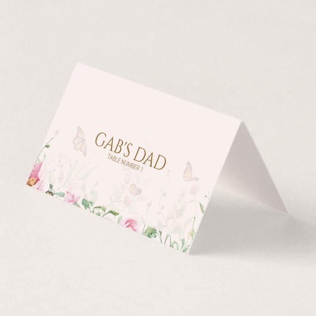 Carte de placement pliée florale Elegant Peony Blu (Front)