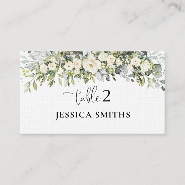 Carte de placement pliée pour mariage à fleurs bla (Devant)