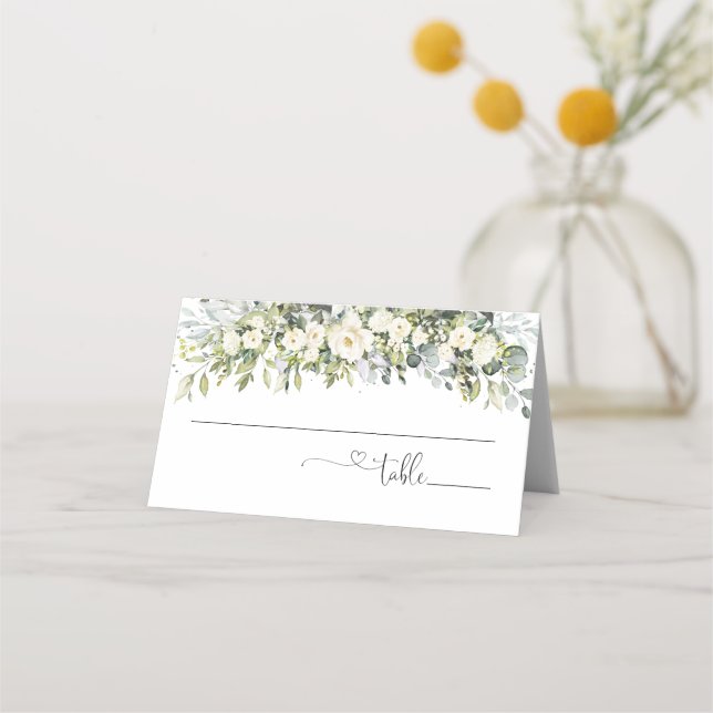 Carte de placement pliée pour mariage à fleurs bla (Devant)