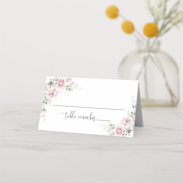 Carte de placement pliée pour mariage aux fleurs r (Devant)