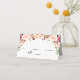 Carte de placement pliée pour mariage avec motif f