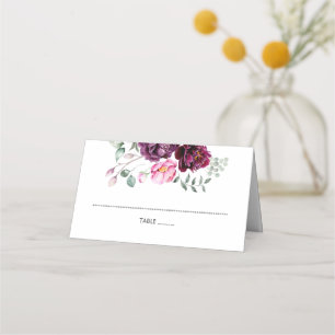 Carte De Placement Plum Bourgogne et floral flou