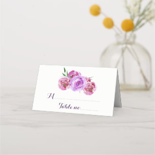 Carte De Placement Plum floral violet bouquet mariage invité