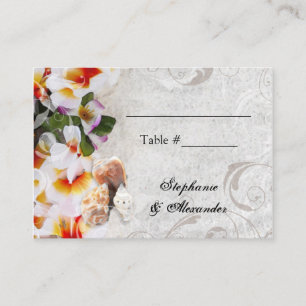 Carte De Placement Plumeria Orchid Lei dans Sand Beach PlaceCards