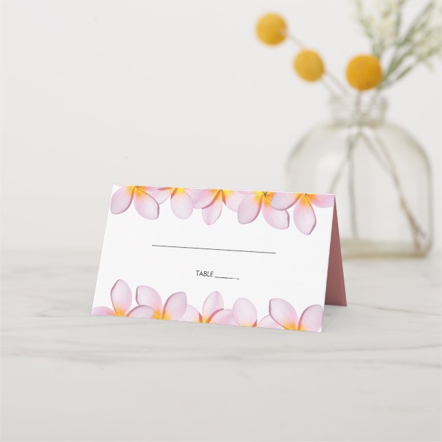 Carte De Placement Plumeria rose Frangipani Carte Mariage Place (Devant)