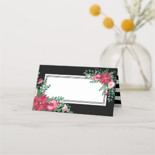 Carte De Placement Poinsettia & Mistletoe Mariage d'hiver Noms