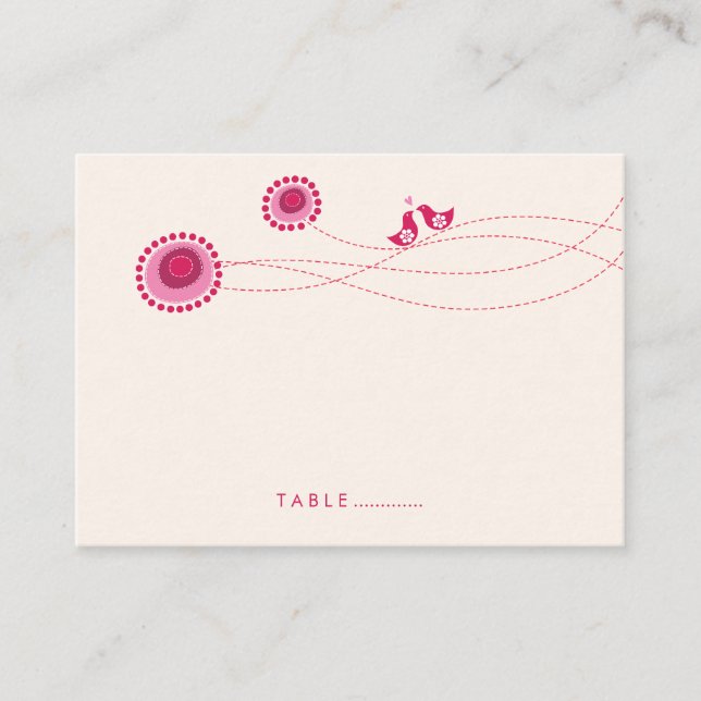 Carte De Placement Points de Fleur Rose Whimsical Inséparables Mariag (Devant)