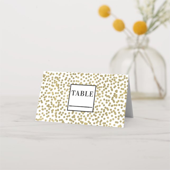Carte De Placement Points or blanc et brillant Confetti Elegant glam  (Devant)
