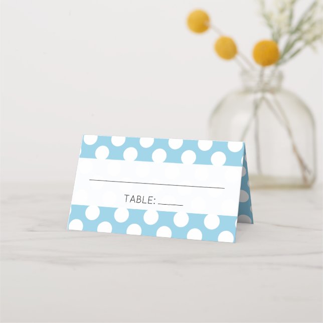 Carte De Placement Pois Bleus, Motif Pot Polka, Points, Mariage (Devant)