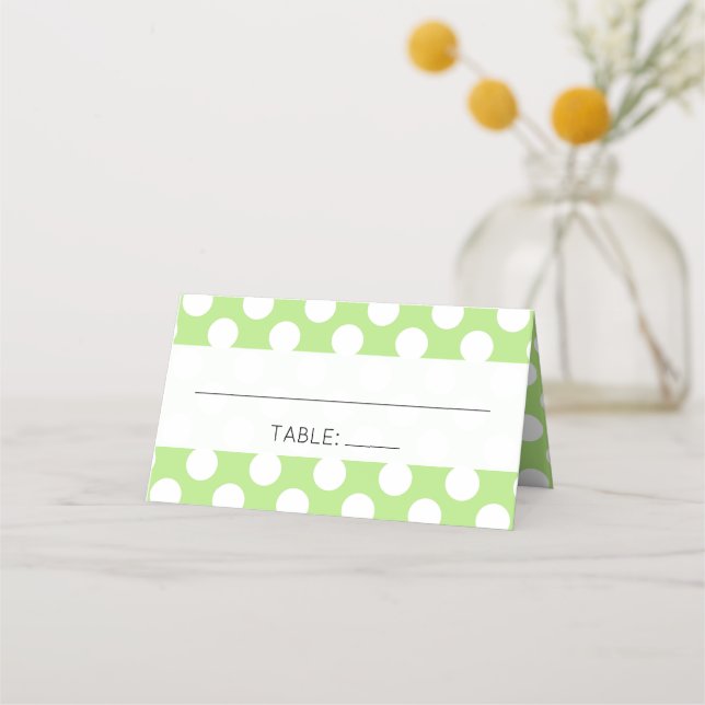 Carte De Placement Pois verts, Motif à points Polka, points, Mariage (Devant)