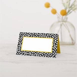 Carte De Placement Pois Whimsical noir et blanc avec Jaune