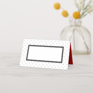 Carte De Placement Polka blanc noir moderne et rouge