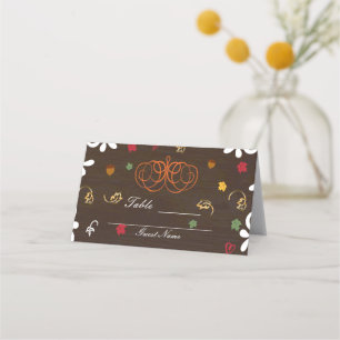 Carte De Placement Pommes de terre d'automne en amour Feuilles et boi