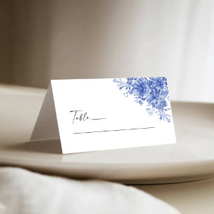 Carte De Placement Porcelaine bleue Floral Chinoiserie Mariage plié
