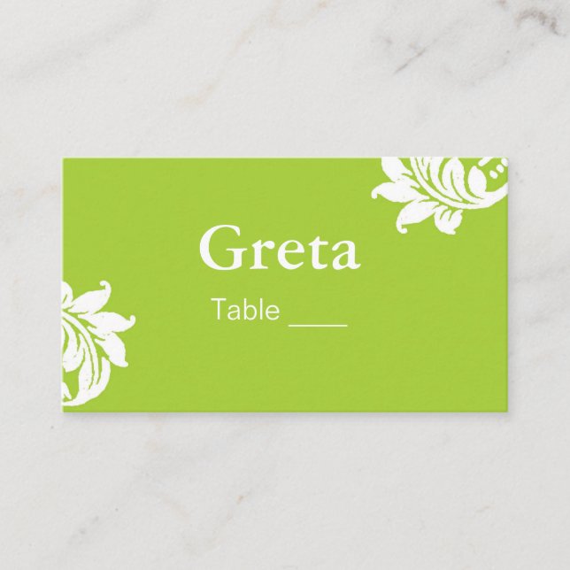 Carte De Placement Porte-carte verte Damask Table Place (Devant)