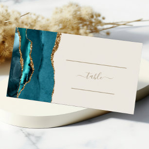 Carte De Placement Porte-nom de table de mariage chic sarcelle bleu o