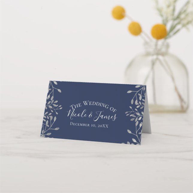 Carte De Placement Porte-nom de table de mariage moderne botanique bl (Devant)