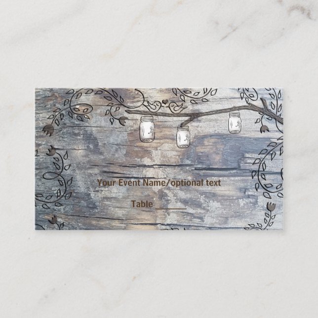 Carte De Placement Pots Mason & Oiseaux de l'Amour Table de Branche R (Devant)