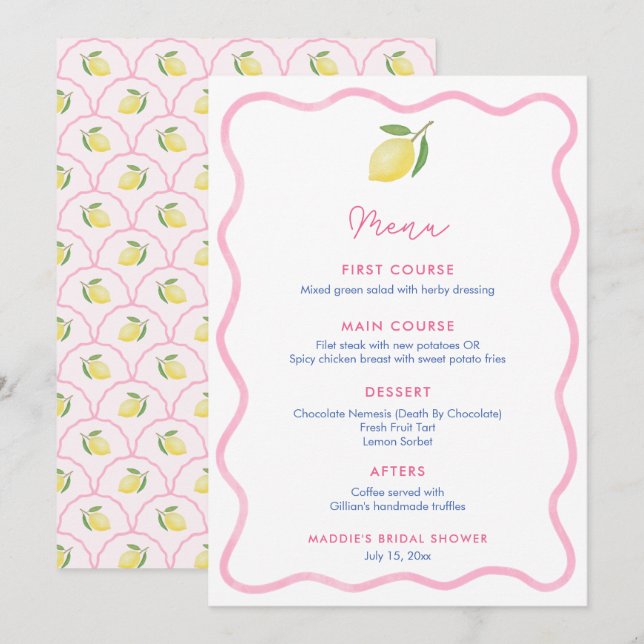 Carte de placement pour Baby Shower avec Ligne Ond (Devant / Derrière)