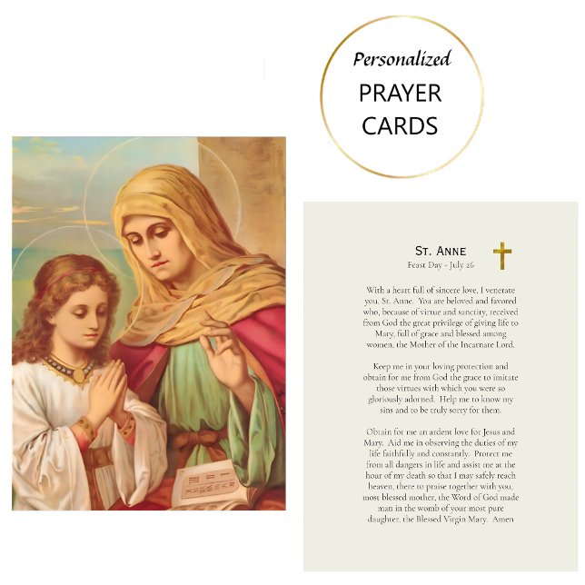 Carte De Placement Prayer to St. Anne, Catholic Prayer Card (Créateur téléchargé)