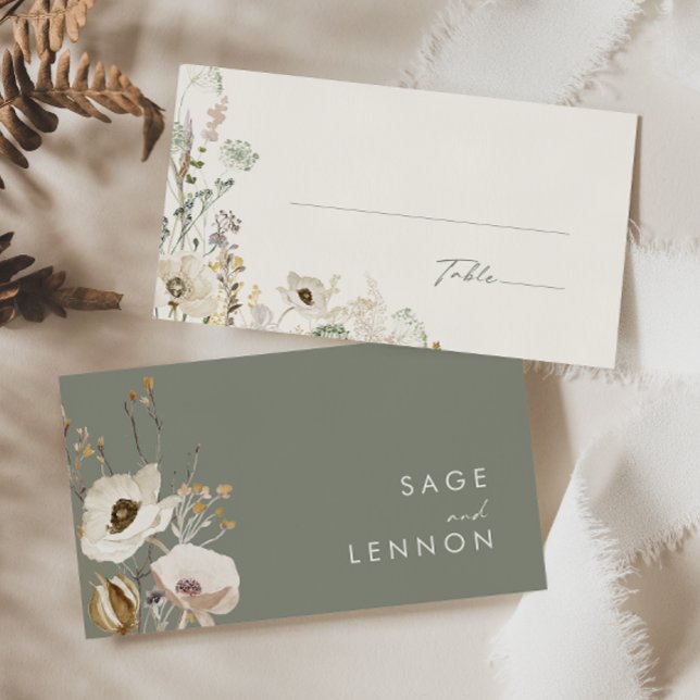 Carte De Placement Pré Fleur sauvage lunaire | Mariage plat ivoire (Créateur téléchargé)