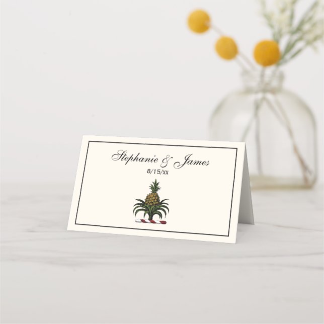Carte De Placement Préppy Heraldic Crest couleur ananas RWT (Devant)