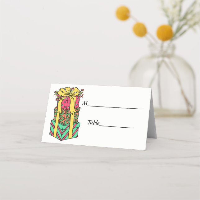 Carte De Placement Présentations de Noël enroulées empilées Noël (Dos)