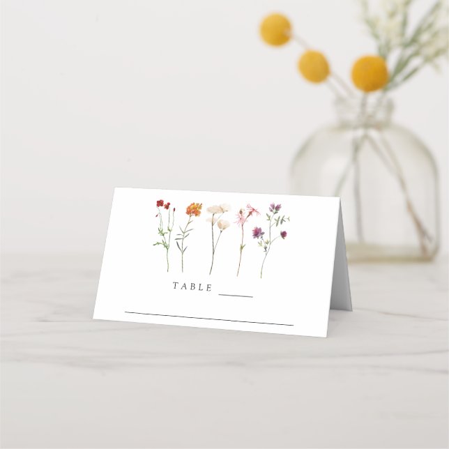 Carte De Placement Pride lesbienne Fleur sauvage minimale Mariage flo (Devant)