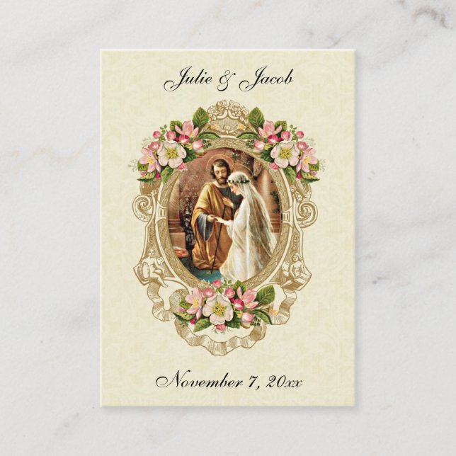 Carte De Placement prière de mariage catholique Mariée Marié Marie Jo (Devant)
