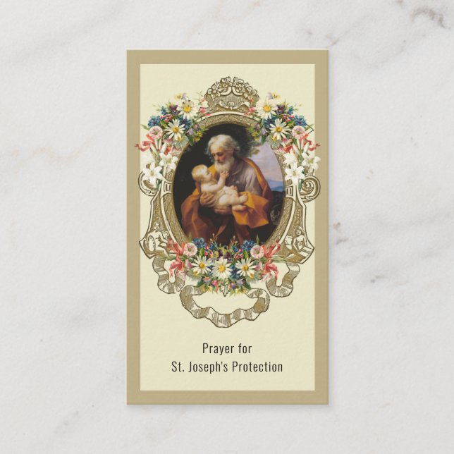 Carte De Placement Prière de protection catholique Saint-Joseph (Devant)