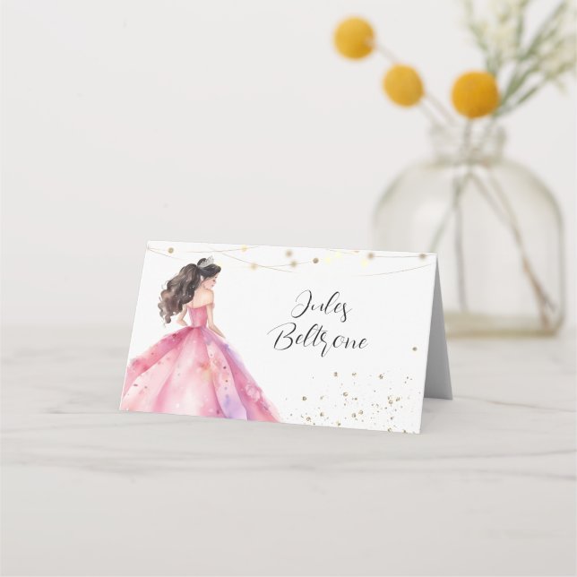 Carte De Placement Princesse Quinceañera en or rose (Devant)