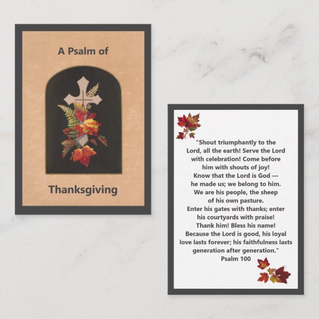 Carte De Placement Psalm 100 Thanksgiving Prayer Card (Devant / Derrière)