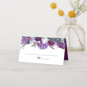 Carte De Placement Purple Floral Élégant Mariage botanique