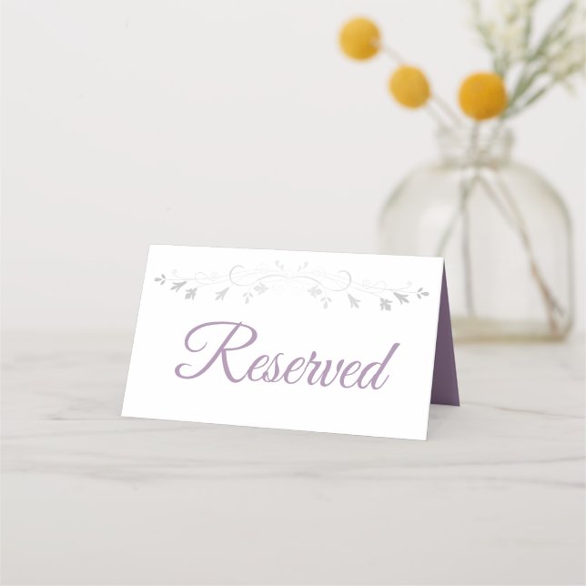 Carte De Placement Purple & Grey Elégant Mariage Réservé Carte Place (Devant)