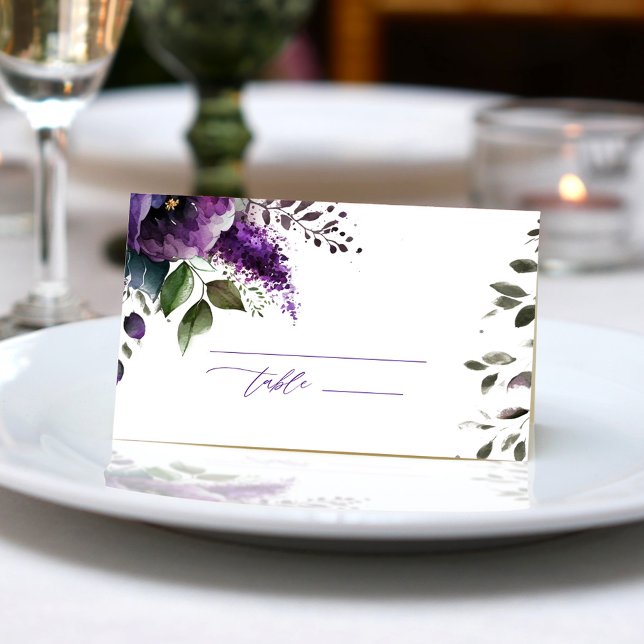 Carte De Placement Purple Jardin Botanique Moderne Mariage élégant (Purple Modern Botanical Garden Elegant Wedding Place Card)