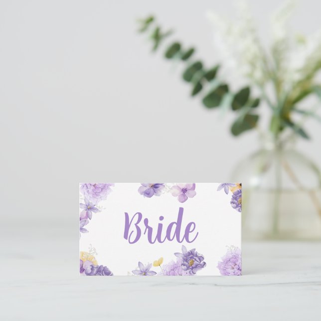 Carte De Placement Purple Peonies Romance Mariage Place Card (Debout devant)
