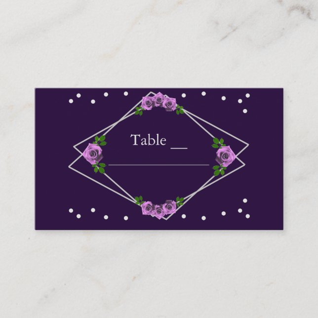 Carte De Placement Purple Rose Silver Géométrique Sweet 16 (Devant)
