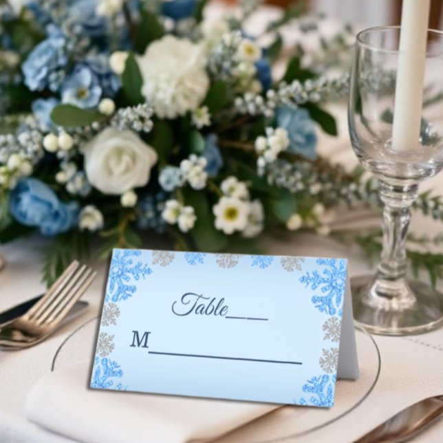 Carte De Placement Quinceañera Ice Blue Silver Winter Snowflake (Créateur téléchargé)