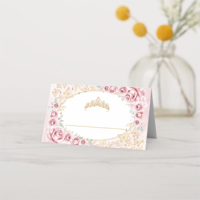 Carte De Placement Quinceanera Rose Pâle Or (Devant)
