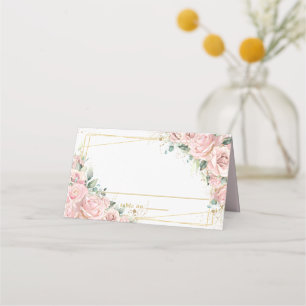 Carte De Placement Quinceanera Sweet 16 Anniversaire Roses Rose Pâle