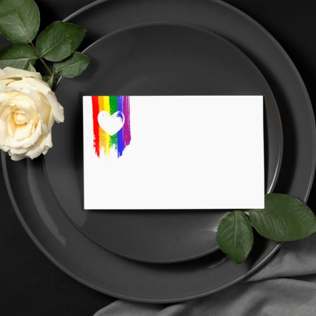 Carte De Placement Rainbow Paint Strokes Heart Gay Mariage (Créateur téléchargé)