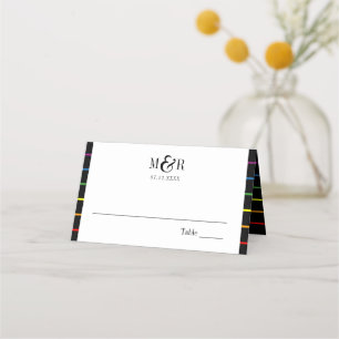 Carte De Placement Rainbow Pinstripe Pride Mariage Bordure+ Carte de 