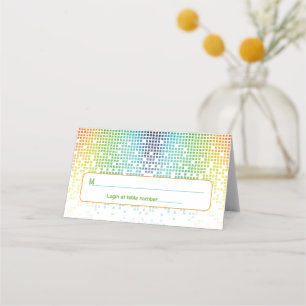 Carte De Placement Rainbow Pixel jeu vidéo Gamer Bar Mitzvah Adresse