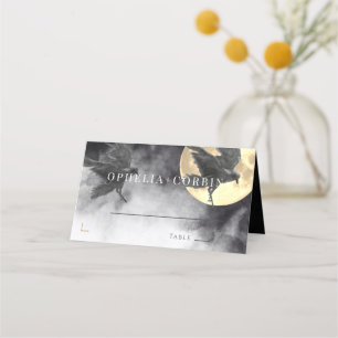Carte De Placement Raven & Golden Moon Mariage gothique