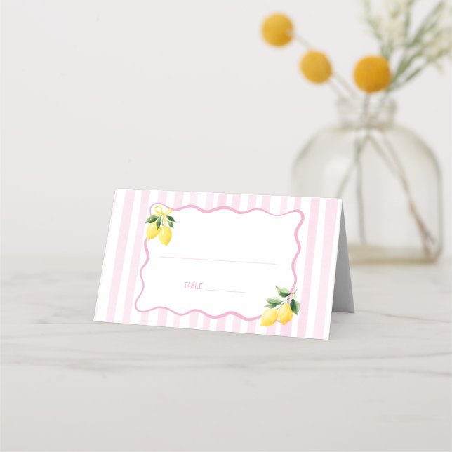 Carte De Placement Rayures roses citron  (Devant)