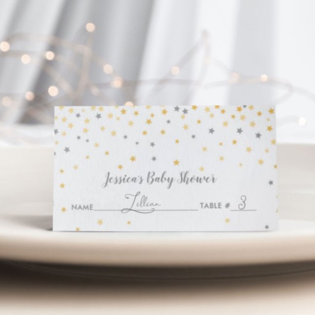 Carte De Placement Réception avec douche Twinkle Little Star | Gris (Créateur téléchargé)