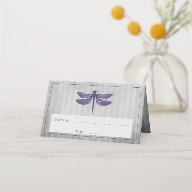 Carte De Placement Réception de libellules à bijoux pourpres (Devant)