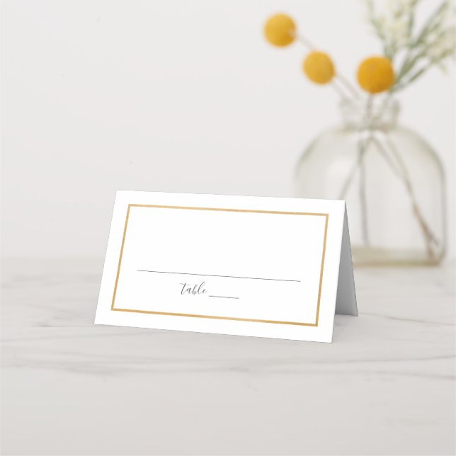 Carte De Placement Réception De Mariage Avec Cadre D'Or Simple (Devant)