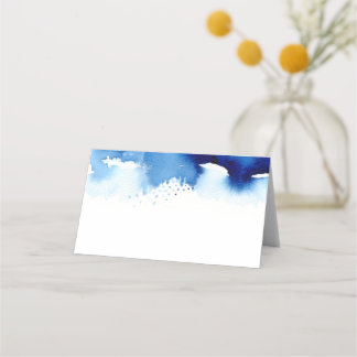 Carte De Placement RÉCEPTION DE MARIAGE élégant aquarelle bleu splash